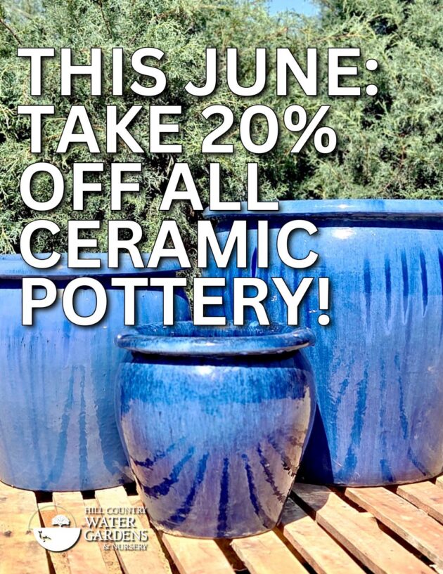 Save 20% on all outdoor garden ceramic pottery, terra cotta,  glazed, natural, stone containers. cedar Park, Texas, Austin, Texas. Round Rock, Georgetown