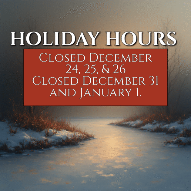 Closed December
24, 25, & 26
Closed December 31
and January 1.
Hill Country Water Gardens and Nursery store hours. When are they closed?